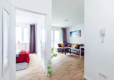Telewizja i/lub zestaw kina domowego w obiekcie SuperApart Habicha apt74 - Ursus z balkonem