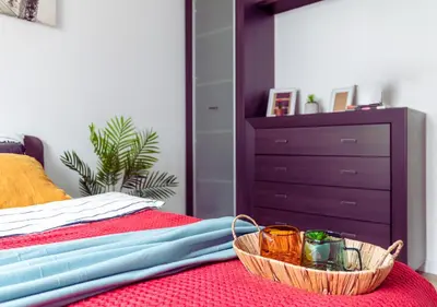 Łóżko lub łóżka w pokoju w obiekcie SuperApart Habicha apt74 - Ursus z balkonem