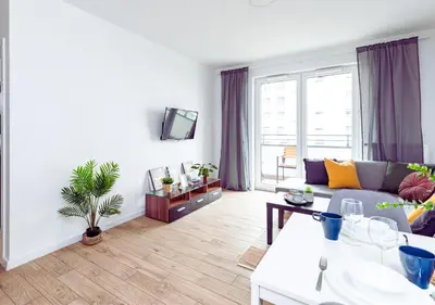 Telewizja i/lub zestaw kina domowego w obiekcie SuperApart Habicha apt74 - Ursus z balkonem