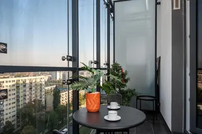 Balkon lub taras w obiekcie Kasprzaka 31 Free parking By Perfect Apart