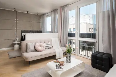 Część wypoczynkowa w obiekcie Air-conditioned Premium Loft Warsaw Skyline only 900 m to Central Station