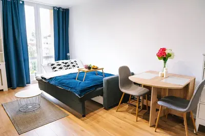 Część wypoczynkowa w obiekcie Warsaw Studio Apartment - City View, Parks nearby by Rentujemy