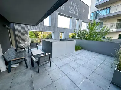 Balkon lub taras w obiekcie Apartament VIP Wola