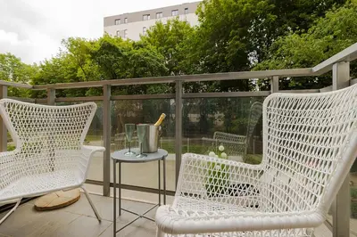 Balkon lub taras w obiekcie Woronicza Premium- Margo Apart