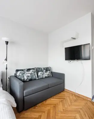 Telewizja i/lub zestaw kina domowego w obiekcie Uniwersytet Medyczny Park Studio by BookingHost