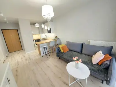 Kuchnia lub aneks kuchenny w obiekcie LUX 2 pokojowe Apartment in Warszawa z bezpłatnym podziemnym parkingem