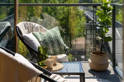 Balkon lub taras w obiekcie Warsaw Prestige Suites - 86m2, Two-Level Loft, Parking - by Rentujemy