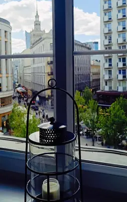 Widok na miasto Warszawa z tego pensjonatu