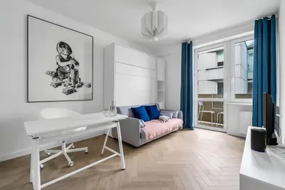 Część wypoczynkowa w obiekcie Koneser Apartment - Workspace, Balcony, Subway - by Rentujemy