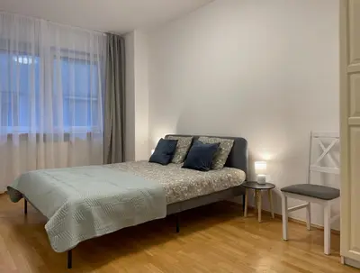 Łóżko lub łóżka w pokoju w obiekcie Apartament przy Atrium okolice stacji metra Rondo ONZ