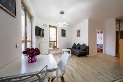 Telewizja i/lub zestaw kina domowego w obiekcie Apartment Wilanow Branickiego