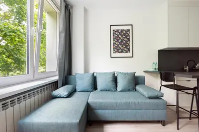 Część wypoczynkowa w obiekcie Wola Comfort Studio #2 by BookingHost
