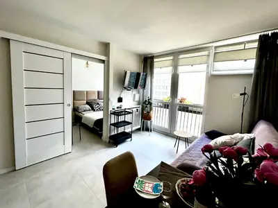 Telewizja i/lub zestaw kina domowego w obiekcie Sky Apartment Comfy Suite Pereca