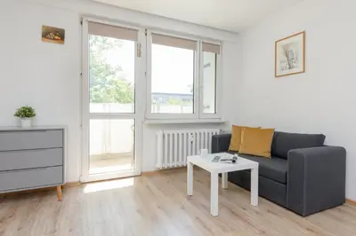 Część wypoczynkowa w obiekcie Metro Pole Mokotowskie Studio by Noclegi Renters
