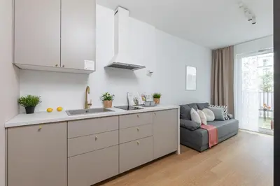 Kuchnia lub aneks kuchenny w obiekcie SuperApart Bokserska 71a MiniStudio - Blisko Lotniska Chopina