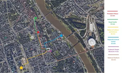 Widok na miasto Warszawa z tego apartamentu