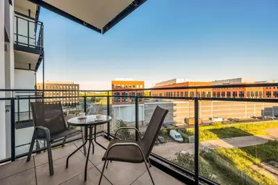 Balkon lub taras w obiekcie Wiktoryn Studio - Balcony, Gym & Sauna - by Rentujemy