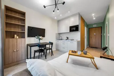 Telewizja i/lub zestaw kina domowego w obiekcie Wiktoryn Studio - Balcony, Gym & Sauna - by Rentujemy