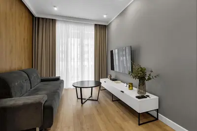 Część wypoczynkowa w obiekcie Lotnisko Chopina Modern Apartment by BookingHost