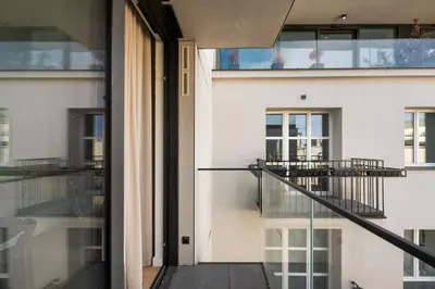 Balkon lub taras w obiekcie Centrum Nauki Kopernika Luxury Studio by BookingHost