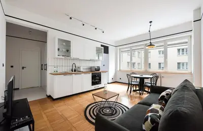 Kuchnia lub aneks kuchenny w obiekcie Uniwersytet Warszawski Modern Apartment by BookingHost