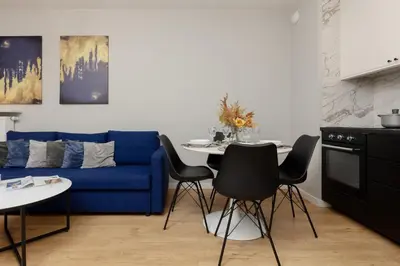 Kuchnia lub aneks kuchenny w obiekcie Modern Apartment with Balcony Mokotów Business Centre by Noclegi Renters