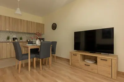 Telewizja i/lub zestaw kina domowego w obiekcie Cosy Apartment Białej Floty with Parking by Noclegi Renters
