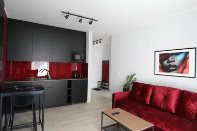 Kuchnia lub aneks kuchenny w obiekcie NEW Apartment Mona Warsaw Red