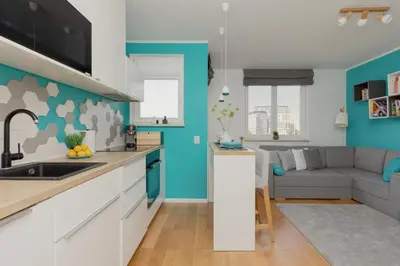 Kuchnia lub aneks kuchenny w obiekcie Metro Wilanowska Apartment with Parking by Noclegi Renters