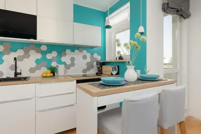 Kuchnia lub aneks kuchenny w obiekcie Metro Wilanowska Apartment with Parking by Noclegi Renters