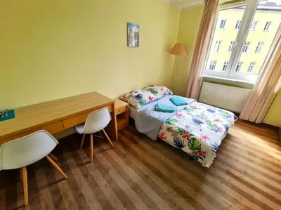 Łóżko lub łóżka w pokoju w obiekcie Fantastic Waw - Z6 Room - 703B
