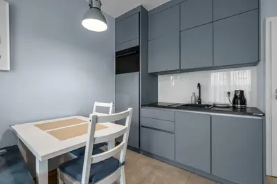 Kuchnia lub aneks kuchenny w obiekcie Warsaw Airport Studio with Private Terrace