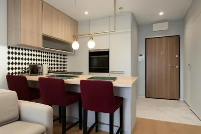 Kuchnia lub aneks kuchenny w obiekcie Apartament Bliska Wola Garaż Expo Warszawa