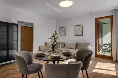 Część wypoczynkowa w obiekcie Kasprzaka 29A Business Apartments N1 - Parking, Balcony, Targi Expo - by Rentujemy