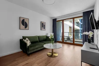 Część wypoczynkowa w obiekcie Kasprzaka 29A Business Apartments N2 - Parking, Balcony, Targi Expo - by Rentujemy
