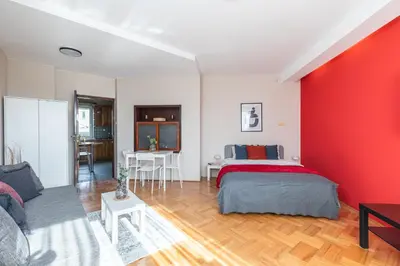Łóżko lub łóżka w pokoju w obiekcie ROOM Powstańców Śląskich 61