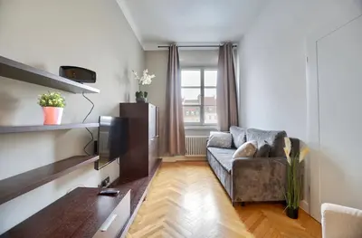 Telewizja i/lub zestaw kina domowego w obiekcie Warsaw Premium Apartments MARKET VIEW Old Town