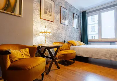 Część wypoczynkowa w obiekcie Art Apartament Chmielna 10