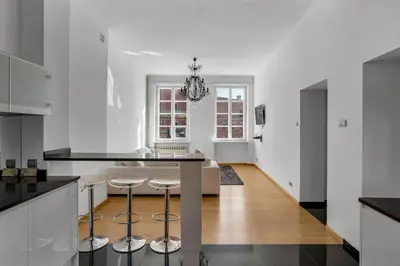 Kuchnia lub aneks kuchenny w obiekcie Warsaw Castle Apartments - Prime Location, Historic City Center, Castle View, Fast Internet - by Rentujemy