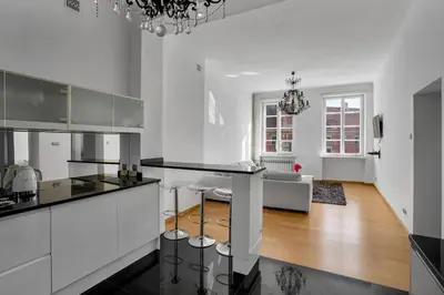 Kuchnia lub aneks kuchenny w obiekcie Warsaw Castle Apartments - Prime Location, Historic City Center, Castle View, Fast Internet - by Rentujemy