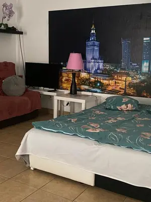 Łóżko lub łóżka w pokoju w obiekcie Komfortowy apartament na Floriańskiej, park Praski, Dw Wileński,w odległości spaceru od starego miasta, Напротив офиса для прохождения теста CES для моряков, wystawiamy faktury dla firmy KSeF