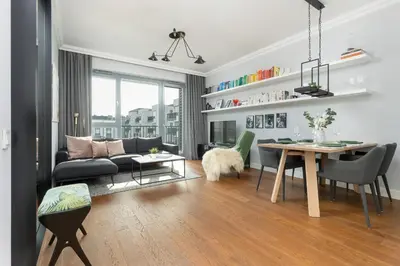 Część wypoczynkowa w obiekcie Cozy Apartment Gieysztora Wilanów by Noclegi Renters