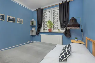 Łóżko lub łóżka w pokoju w obiekcie Turquoise Blue Apartment Warsaw Białołęka by Noclegi Renters