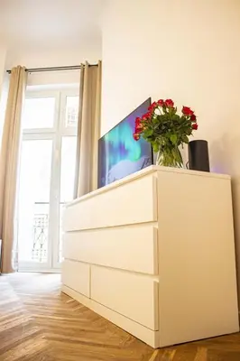 Telewizja i/lub zestaw kina domowego w obiekcie Mieszkanie w sercu Warszawy