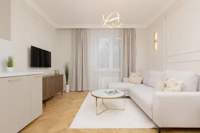 Telewizja i/lub zestaw kina domowego w obiekcie Bright & Elegant Apartment Warsaw by Noclegi Renters