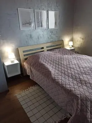 Łóżko lub łóżka w pokoju w obiekcie Sunny corner in Bialoleka with one double bed