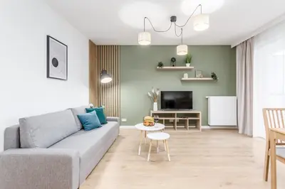 Telewizja i/lub zestaw kina domowego w obiekcie Warsaw City Jutrzenki Premium