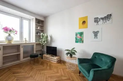 Część wypoczynkowa w obiekcie Boutique Apartment Emilii Plater 55 Two Rooms Apartment Balcony