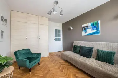 Część wypoczynkowa w obiekcie Boutique Apartment Emilii Plater 55 Two Rooms Apartment Balcony