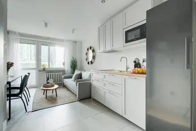 Kuchnia lub aneks kuchenny w obiekcie Emilii Plater 55 Center 3 bedrooms Living room balcony